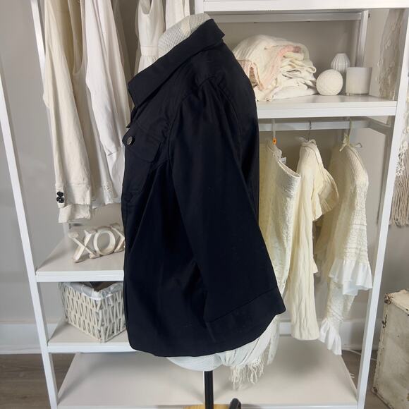 CJ Banks Women's Size 1X Black Button Up Shirt with Button Sleeve detail #3089 - Picture 3 of 10